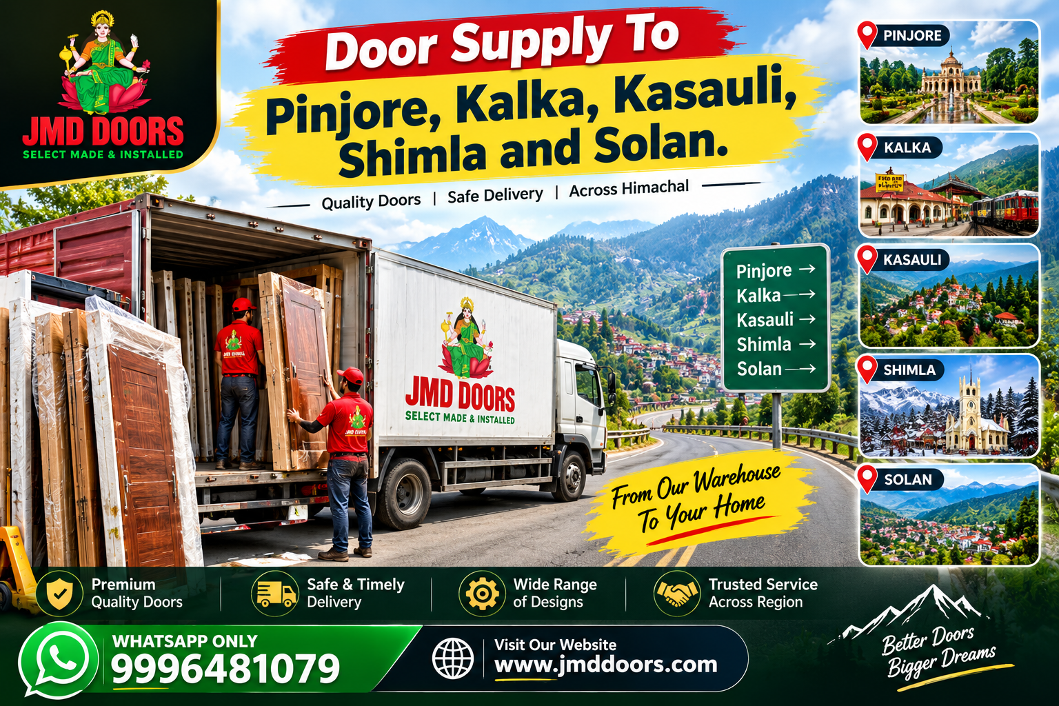 Door Supply To Pinjore Kalka Kasauli Shimla Solan